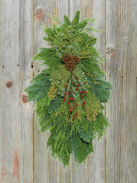28" YULITIDE DOOR SWAG MIXED CHRISTMAS GREENS